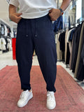 Navy Blue Waffle Fabric Loose Fit Trousers BY-5058