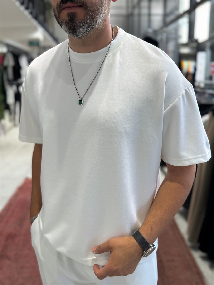 White Oversize Basic Modal Fabric T-Shirt RSP