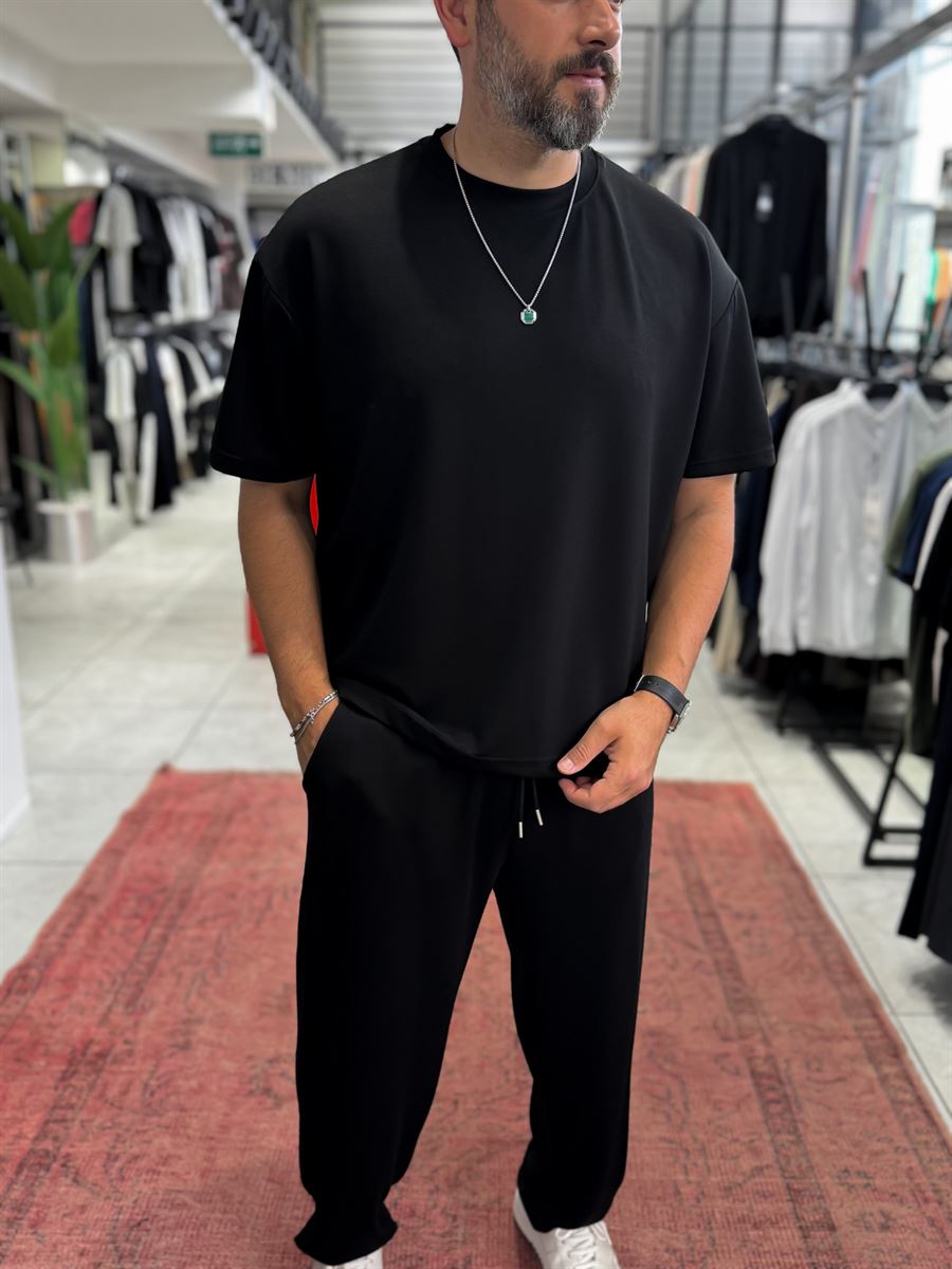 Black Oversize Basic Modal Fabric T-Shirt RSP