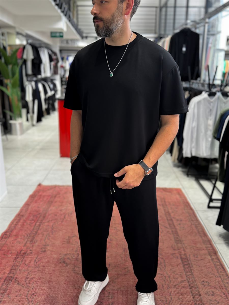 Black Oversize Basic Modal Fabric T-Shirt RSP