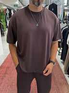 Coffee Oversize Basic Modal Fabric T-Shirt RSP