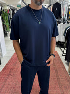 Navy Blue Oversize Basic Modal Fabric T-Shirt RSP