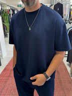 Navy Blue Oversize Basic Modal Fabric T-Shirt RSP