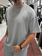 Ice Grey Oversize Basic Modal Fabric T-Shirt RSP