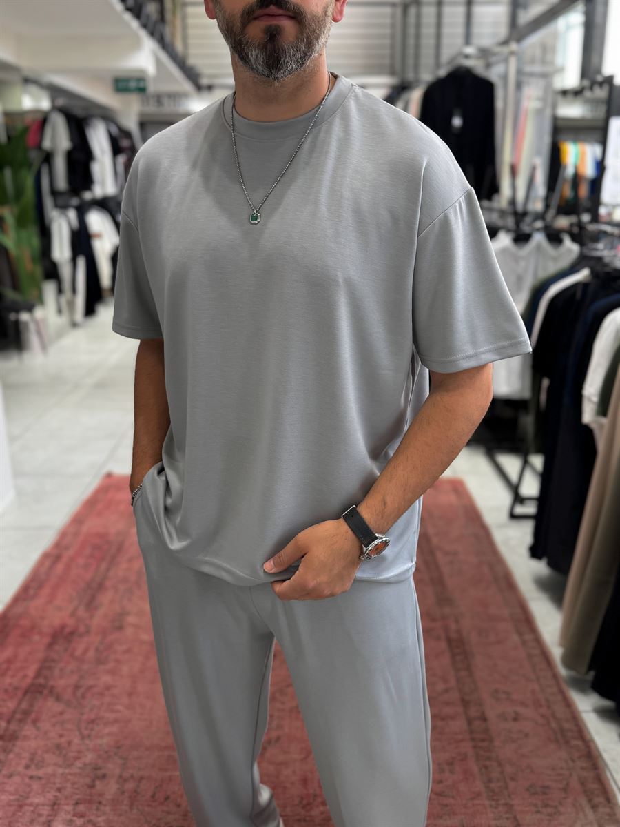 Ice Grey Oversize Basic Modal Fabric T-Shirt RSP