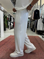 White Basic Modal Fabric Straight Leg Sweatpants RSP