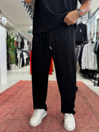 Black Basic Modal Fabric Straight Leg Sweatpants RSP