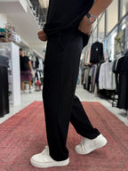 Black Basic Modal Fabric Straight Leg Sweatpants RSP