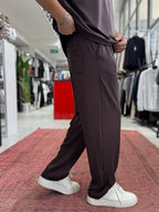Coffee Basic Modal Fabric Straight Leg Sweatpants RSP