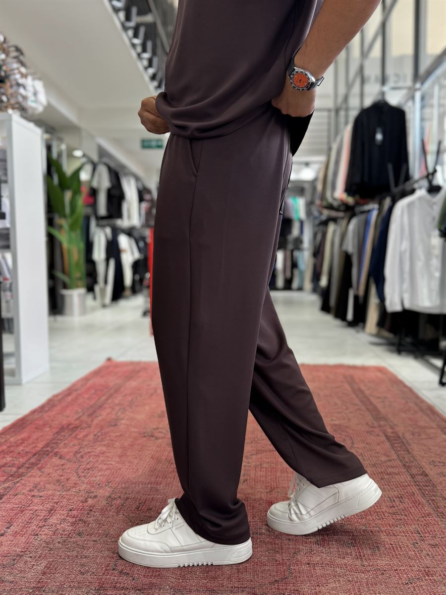 Coffee Basic Modal Fabric Straight Leg Sweatpants RSP
