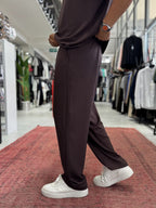 Coffee Basic Modal Fabric Straight Leg Sweatpants RSP