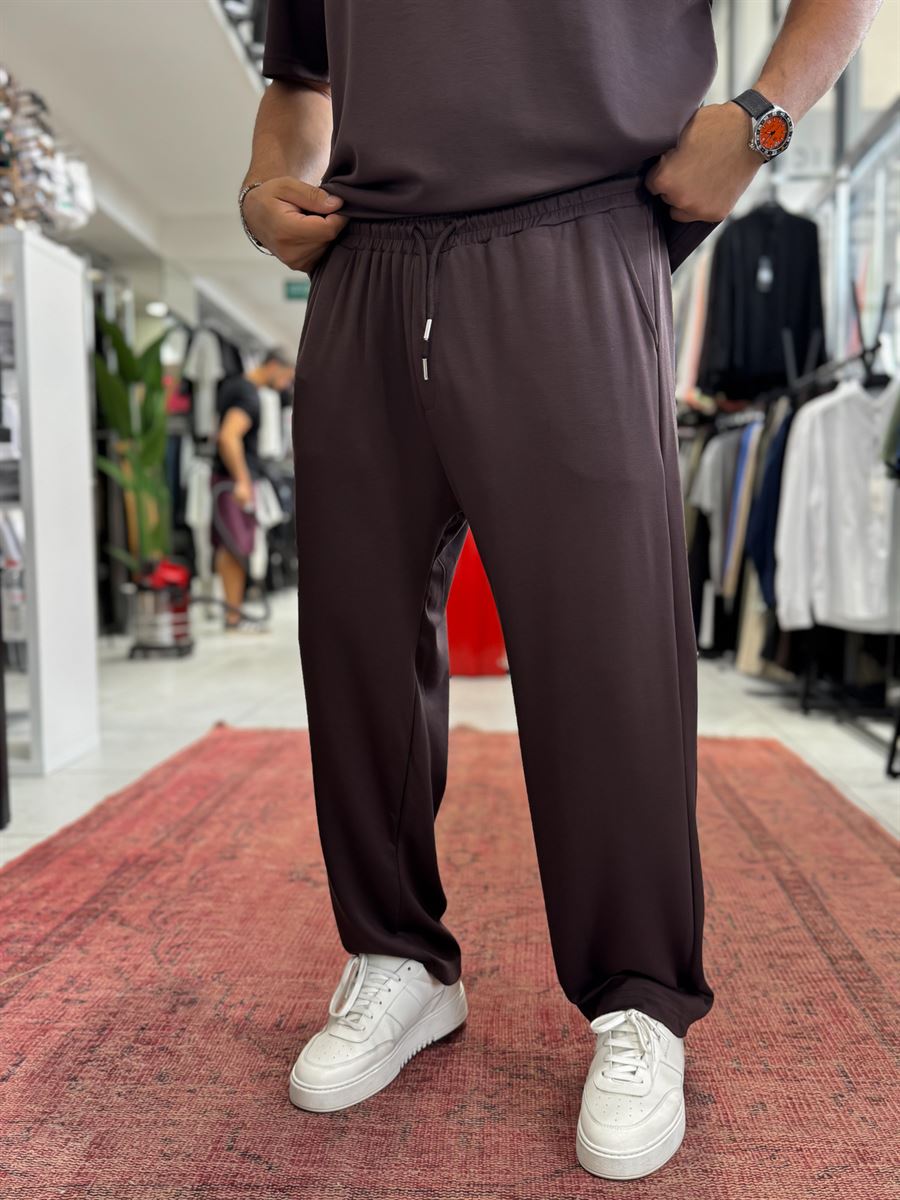 Coffee Basic Modal Fabric Straight Leg Sweatpants RSP