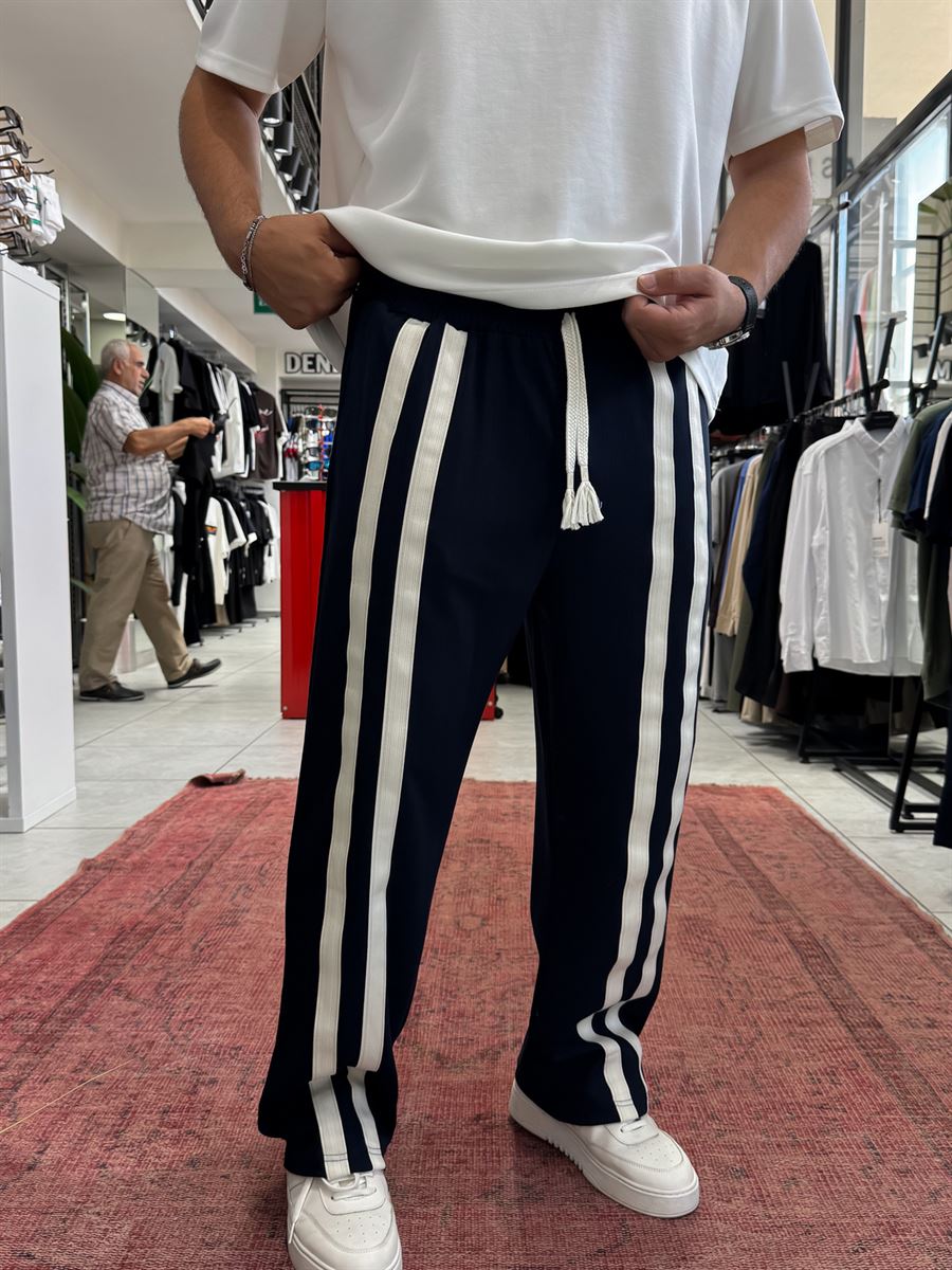 Black Double Striped Baggy Sweatpants RES-1140