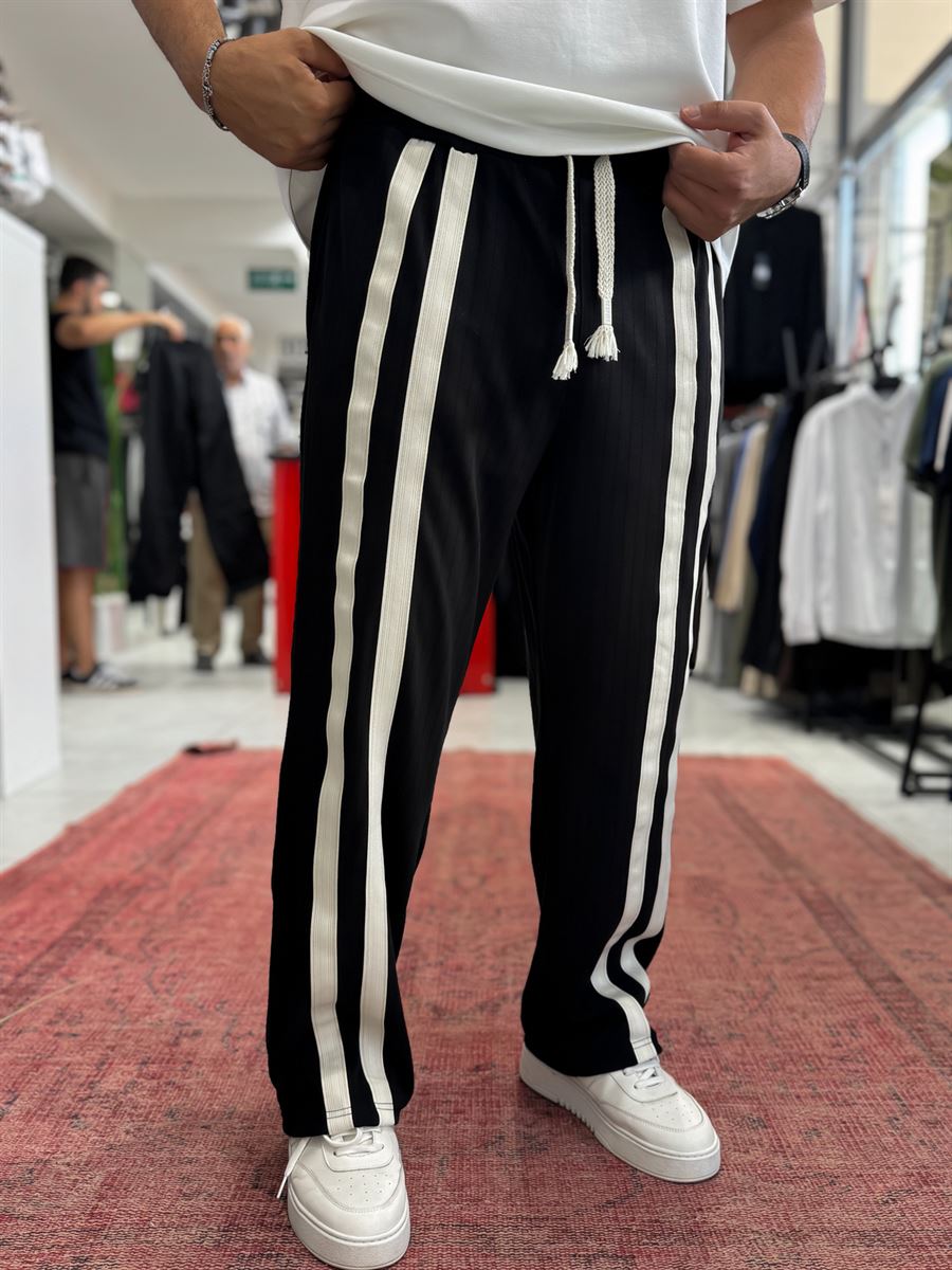 Black Double Striped Baggy Sweatpants RES-1140