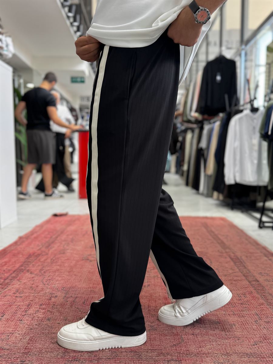 Black Double Striped Baggy Sweatpants RES-1140