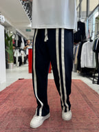 Navy Blue Double Striped Baggy Sweatpants RES-1140
