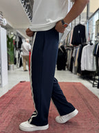 Navy Blue Double Striped Baggy Sweatpants RES-1140
