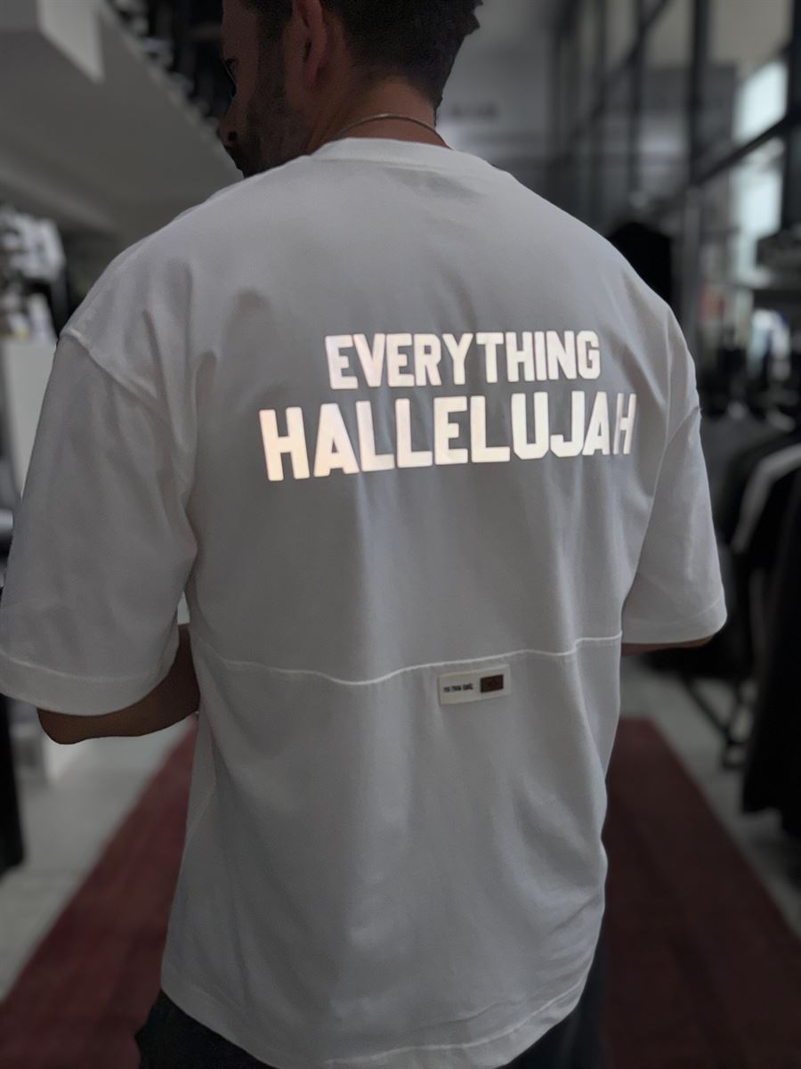 White Reflective Printed Oversize T-Shirt RES-1129
