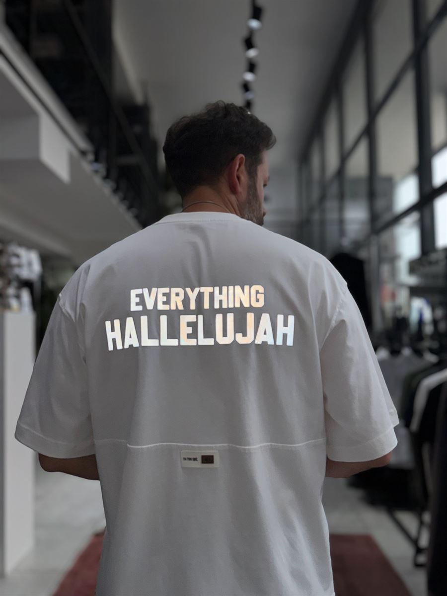 White Reflective Printed Oversize T-Shirt RES-1129