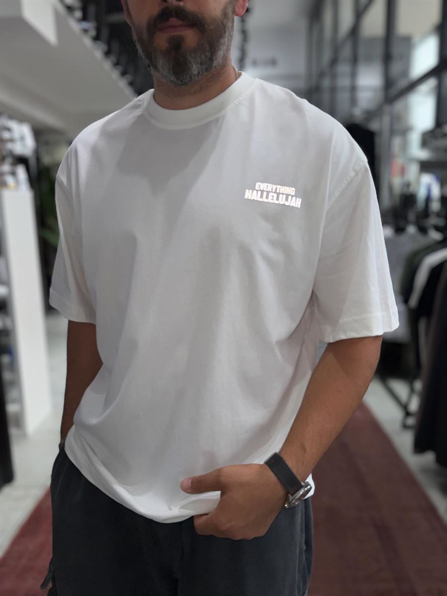 White Reflective Printed Oversize T-Shirt RES-1129