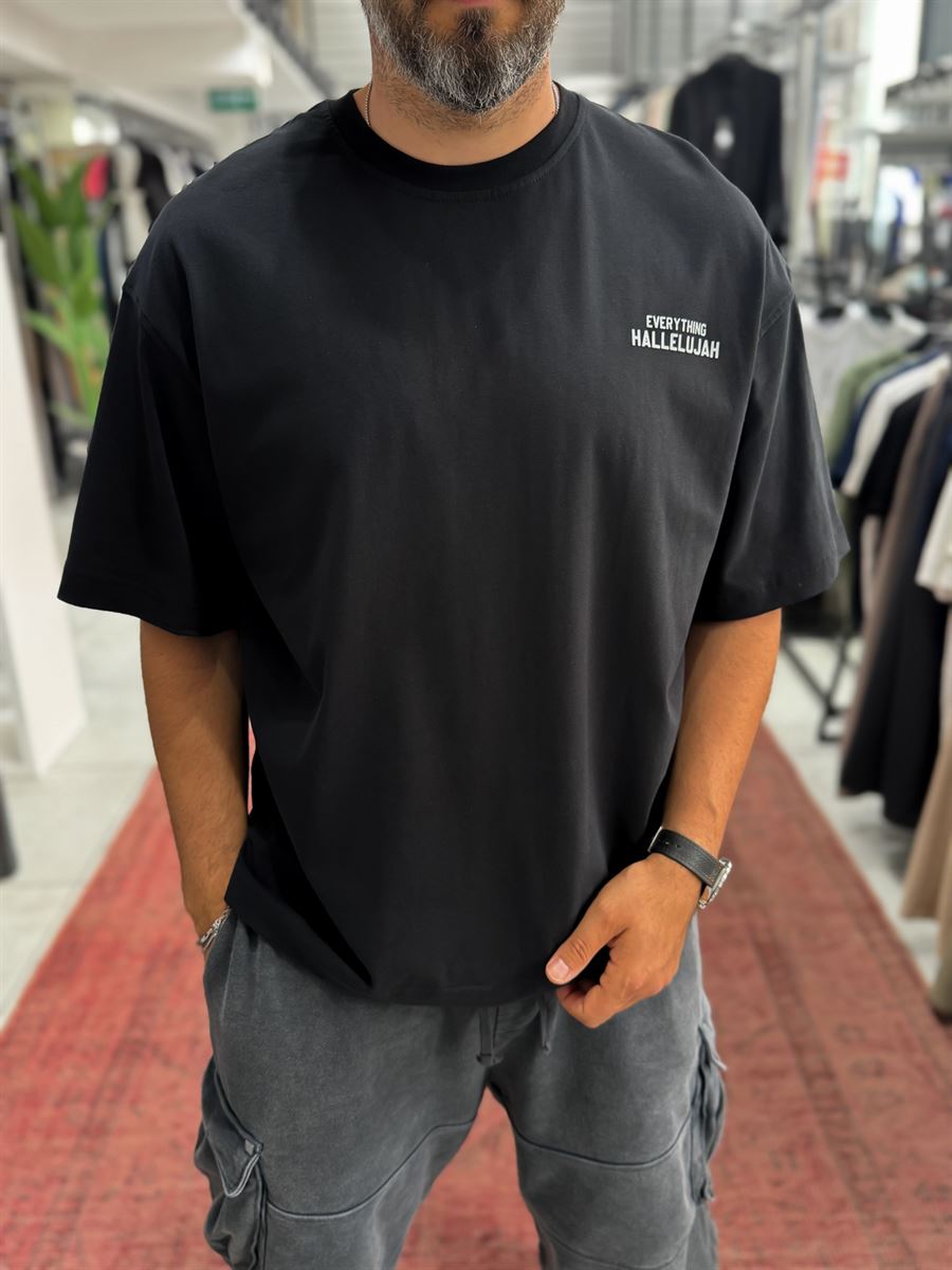 Black Reflective Printed Oversize T-Shirt RES-1129