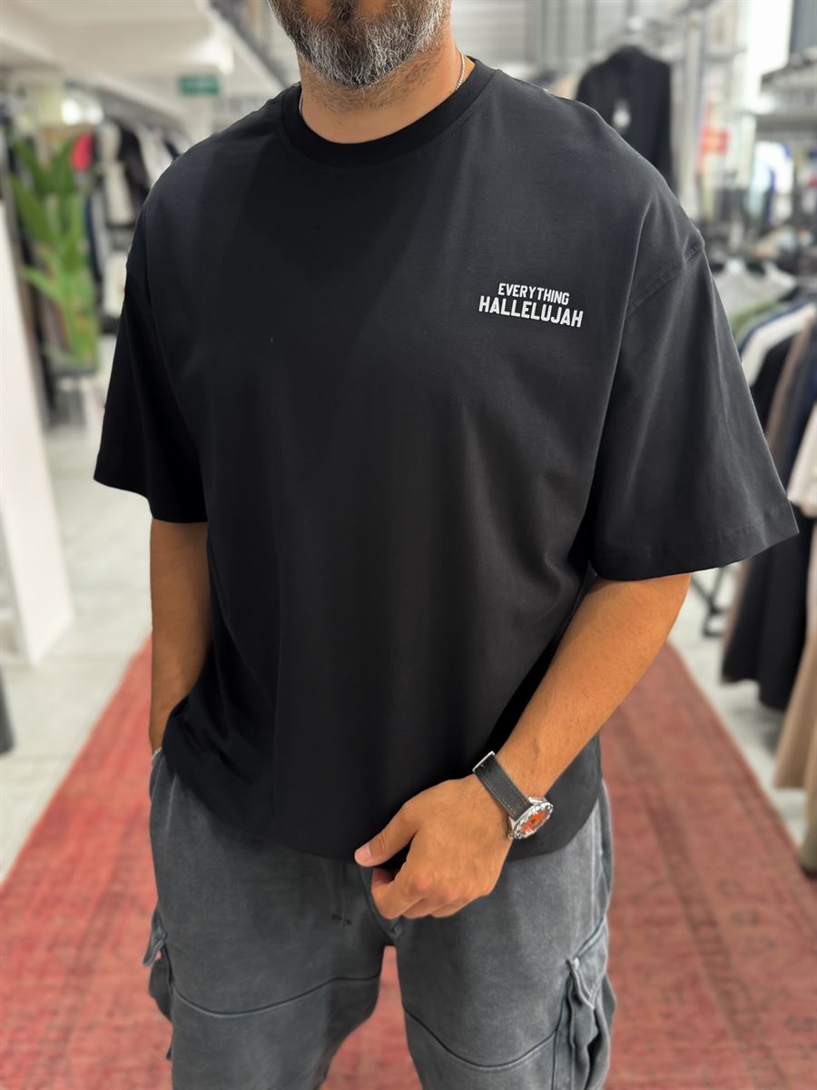 Black Reflective Printed Oversize T-Shirt RES-1129