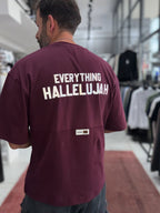 Burgundy Reflective Printed Oversize T-Shirt RES-1129