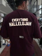 Burgundy Reflective Printed Oversize T-Shirt RES-1129