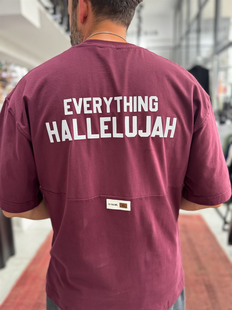 Burgundy Reflective Printed Oversize T-Shirt RES-1129