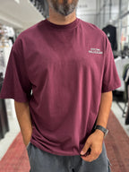 Burgundy Reflective Printed Oversize T-Shirt RES-1129