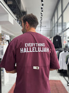 Burgundy Reflective Printed Oversize T-Shirt RES-1129
