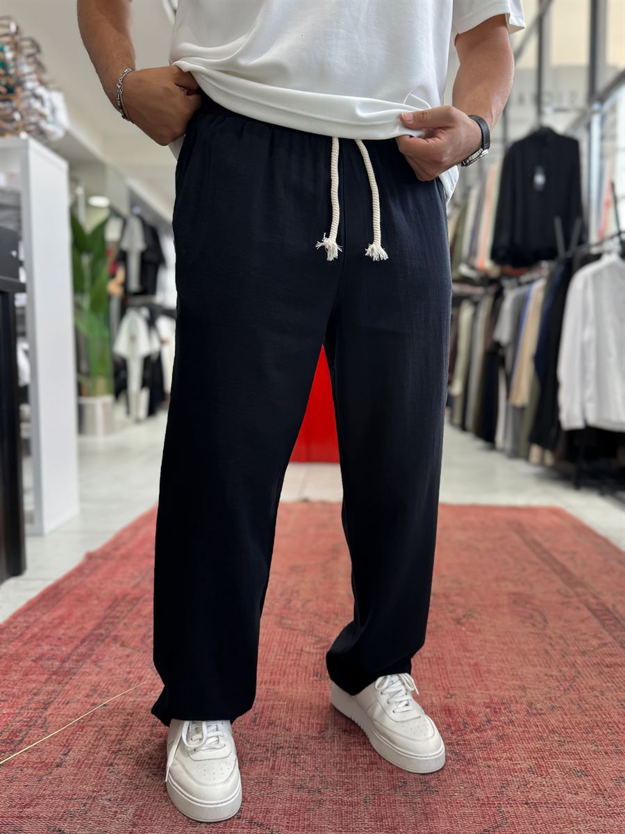 Black Baggy Linen Trousers RES-1024
