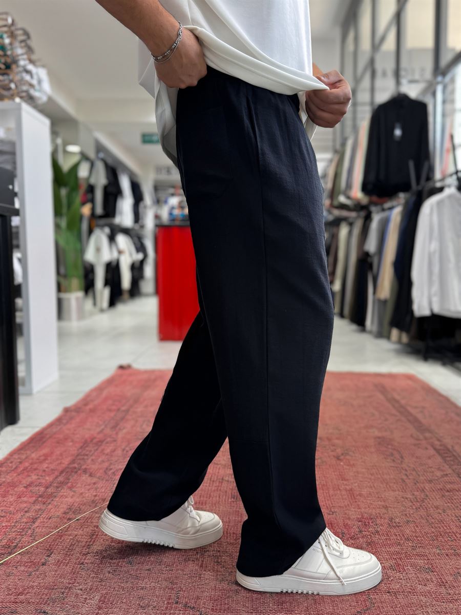 Black Baggy Linen Trousers RES-1024