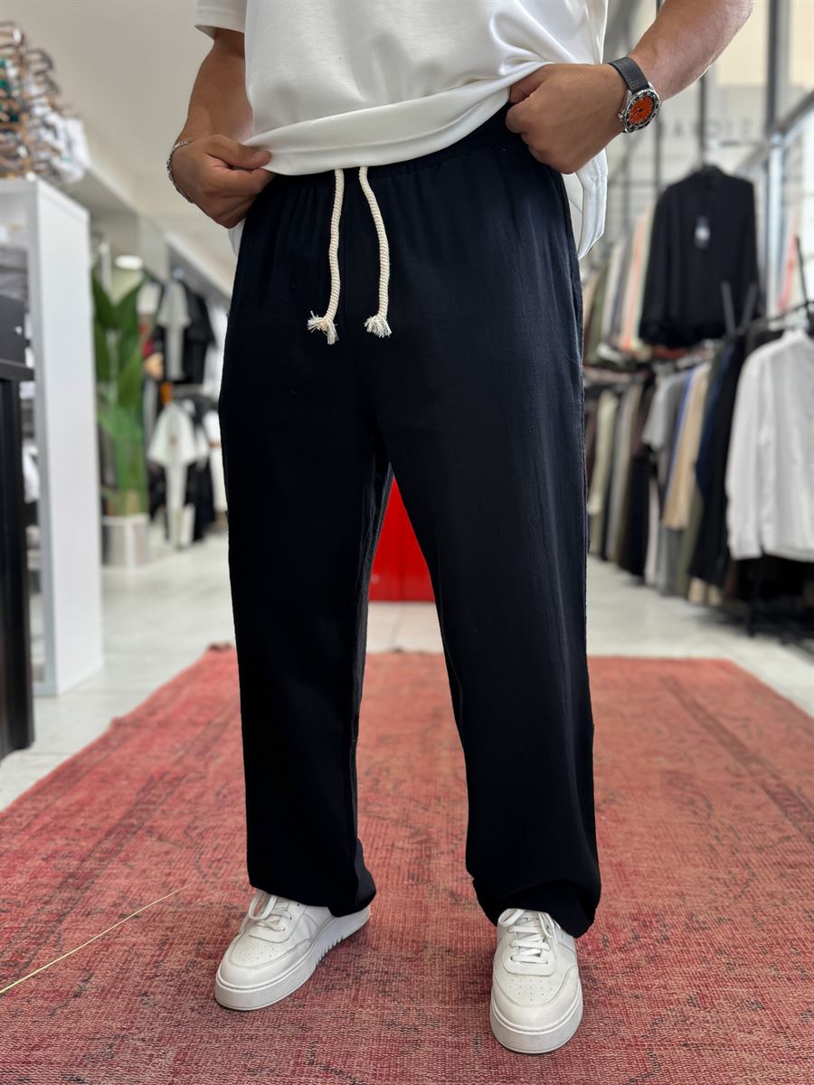 Black Baggy Linen Trousers RES-1024