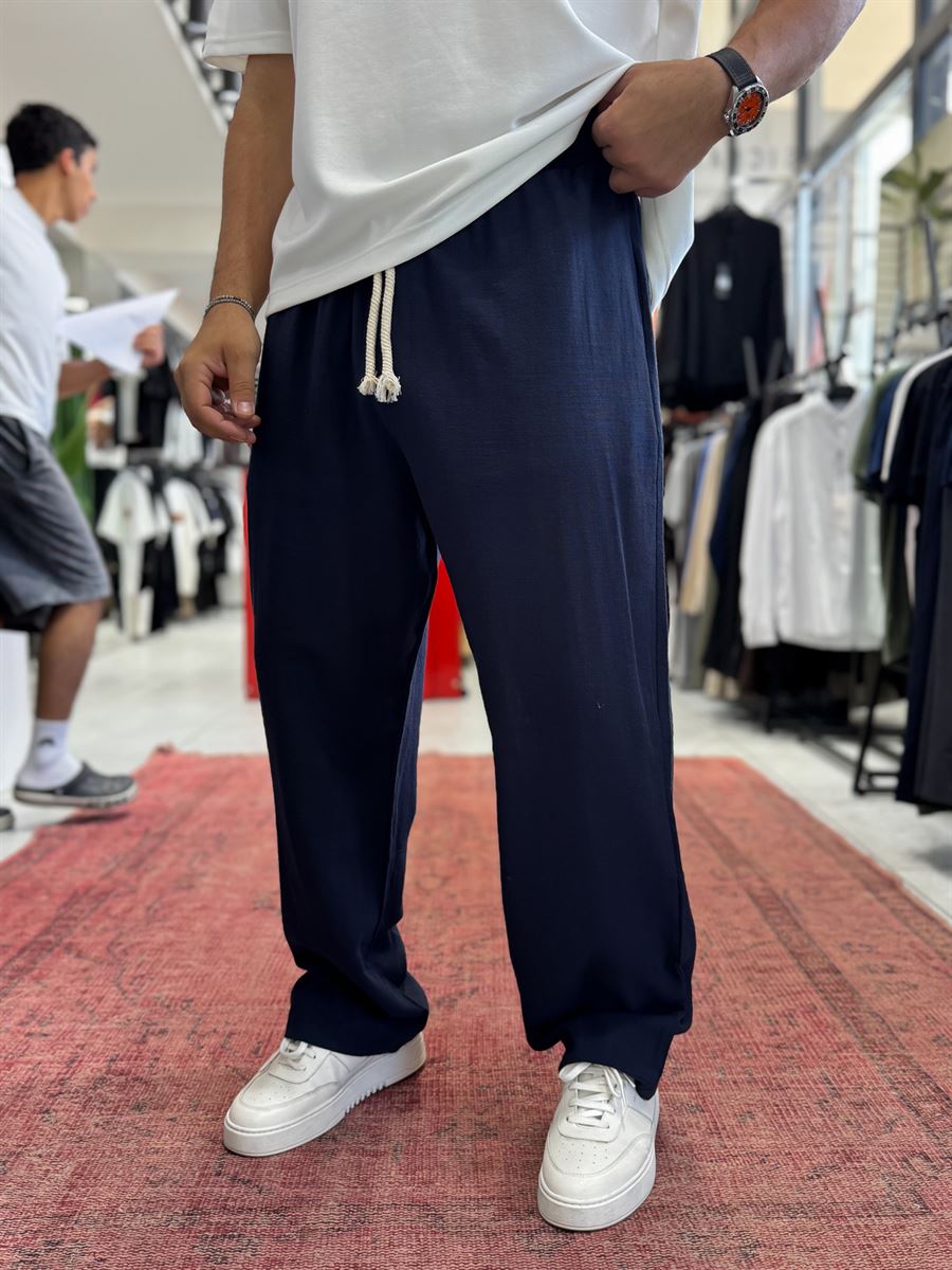Navy Blue Baggy Linen Trousers RES-1024