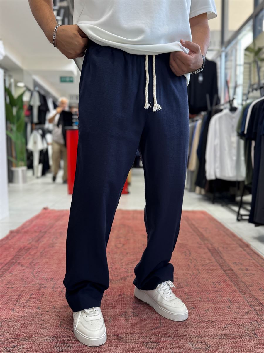 Navy Blue Baggy Linen Trousers RES-1024