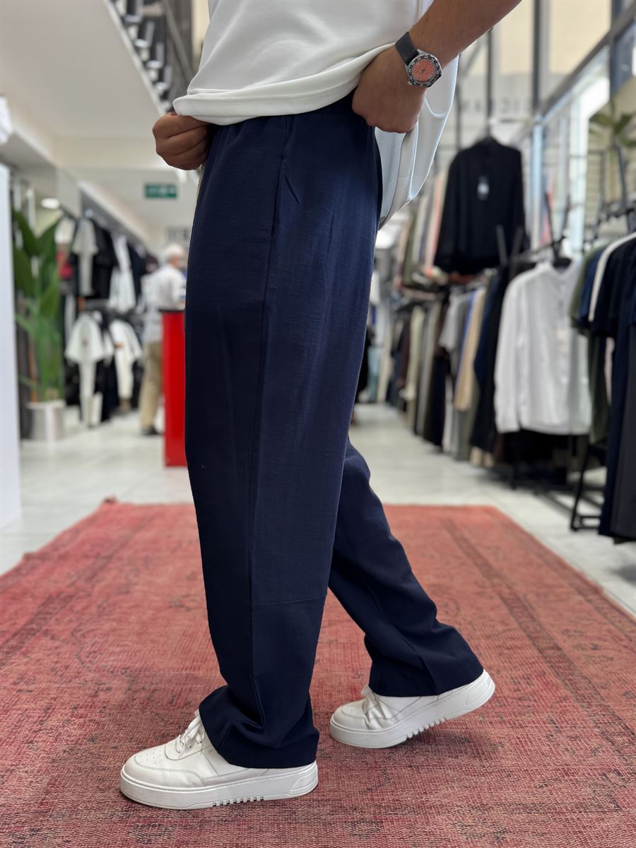 Navy Blue Baggy Linen Trousers RES-1024