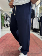 Navy Blue Baggy Linen Trousers RES-1024
