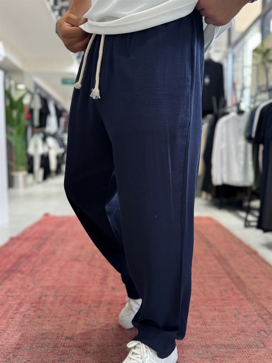 Navy Blue Baggy Linen Trousers RES-1024