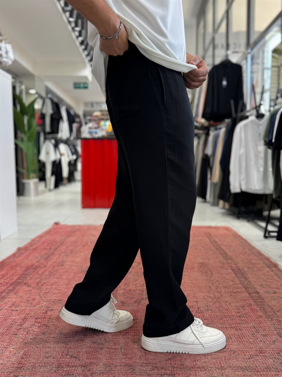 Black R Embroidered Muslin Pants RES-1002