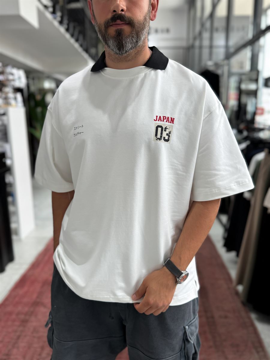 White Japan 03 Collar Oversize T-Shirt RES-1112