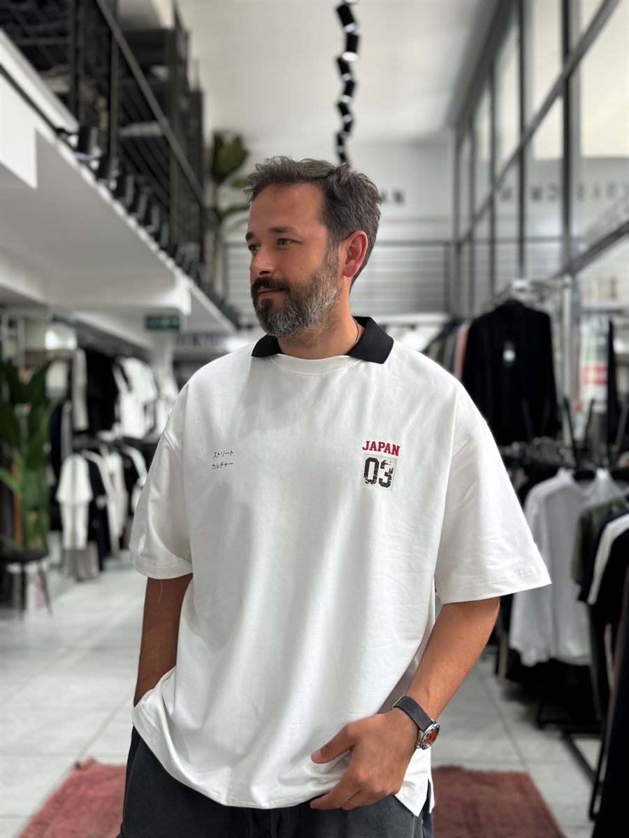 White Japan 03 Collar Oversize T-Shirt RES-1112