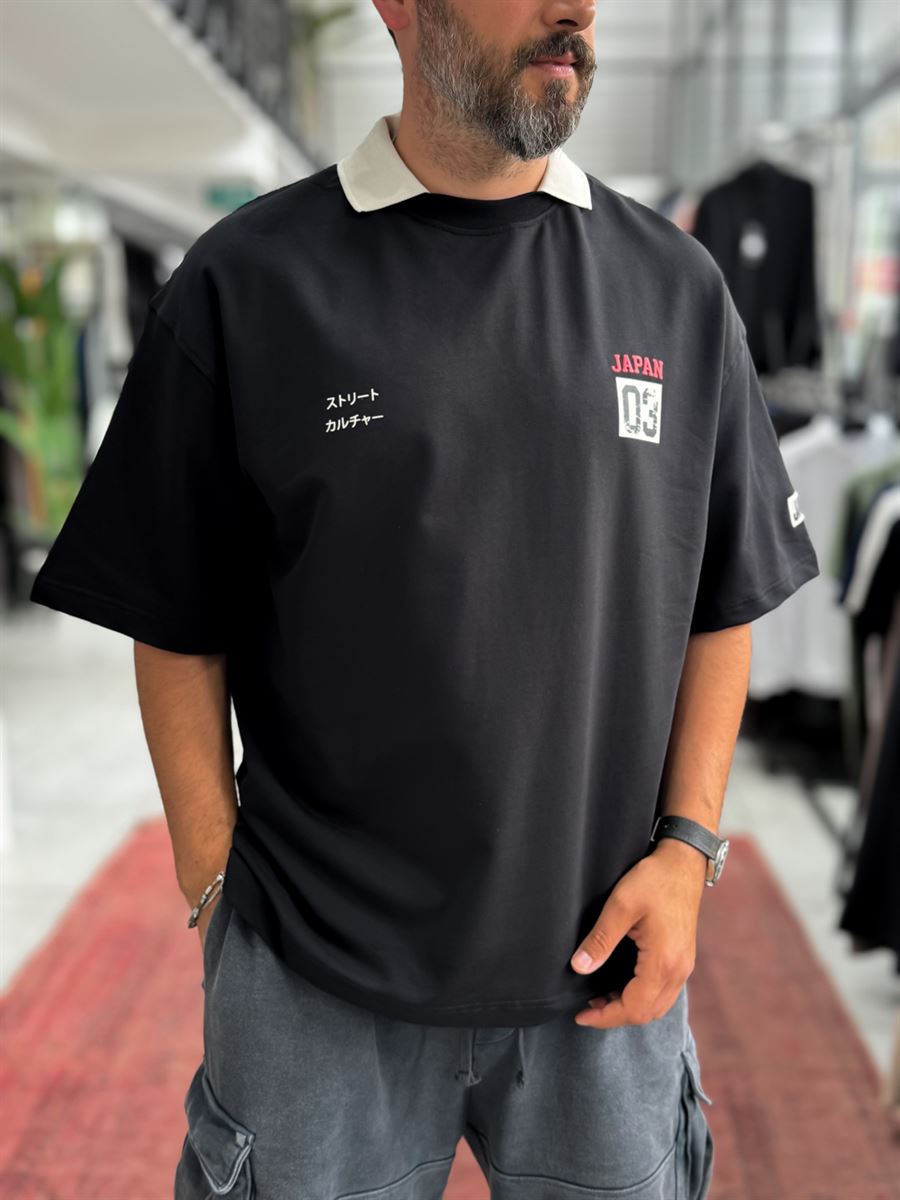 Black Japan 03 Collar Oversize T-Shirt RES-1112