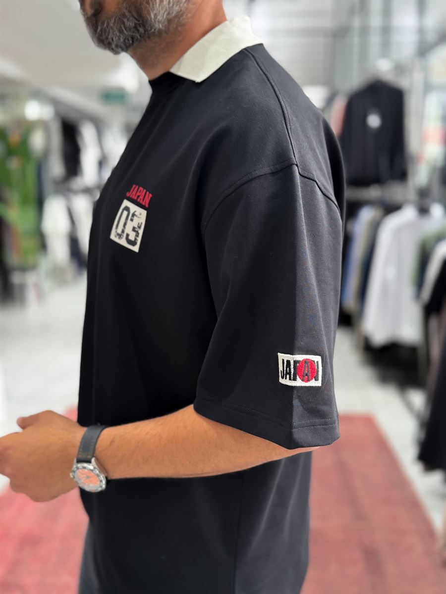 Black Japan 03 Collar Oversize T-Shirt RES-1112
