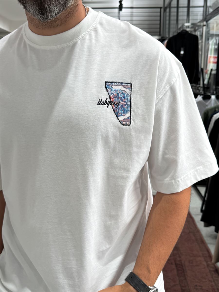 White Oversize T-Shirt with Back Embroidery RES-1120