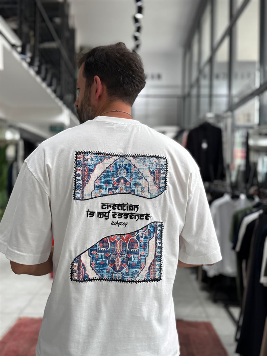 White Oversize T-Shirt with Back Embroidery RES-1120