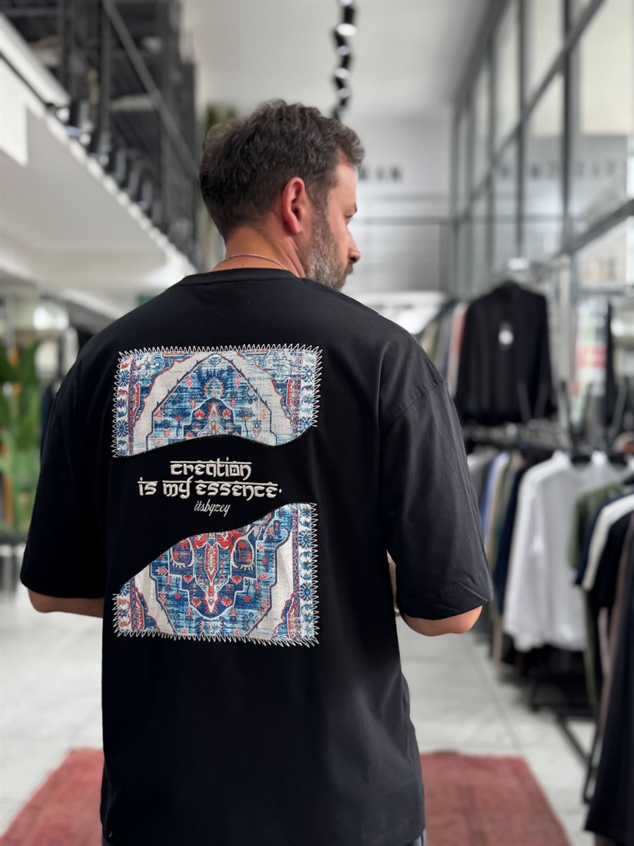 Black Oversize T-Shirt with Back Embroidery RES-1120