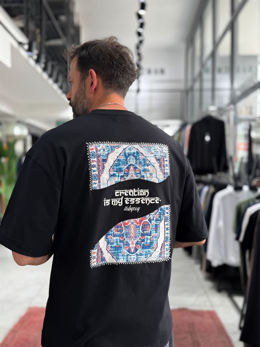 Black Oversize T-Shirt with Back Embroidery RES-1120