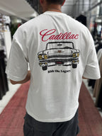 White Cadillac Print Oversize T-Shirt RES-1110