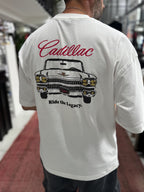 White Cadillac Print Oversize T-Shirt RES-1110